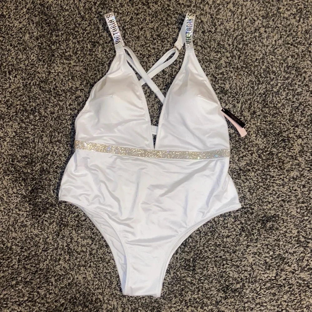 VICTORIA'S SECRET SWIM Rhinestone Bling Strap Plunge One-Piece Swimsuit - NWT - Picture 5 of 6
